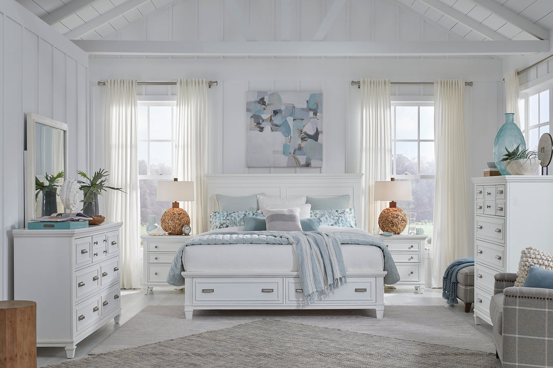 Charleston White Dove California King White Panel Storage Bed - B5611-75WH