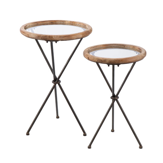SEI Furniture Crellon Glass-Top Accent Tables – 2pc Set ACCENT TABLES