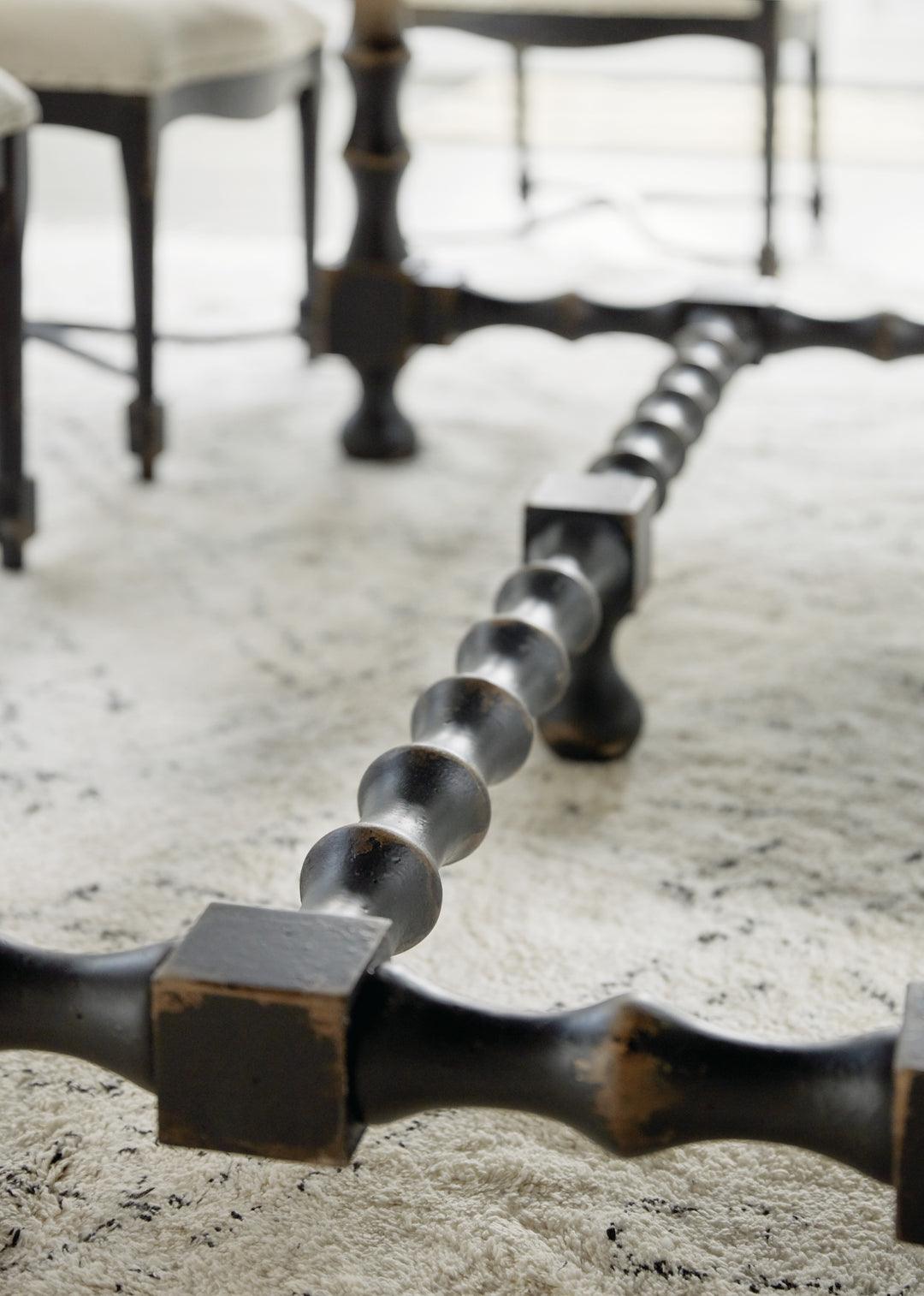 American Home Furniture Hooker Furniture Ciao Bella 84in Trestle Table with 2-18in Leaves-Flaky White/Black