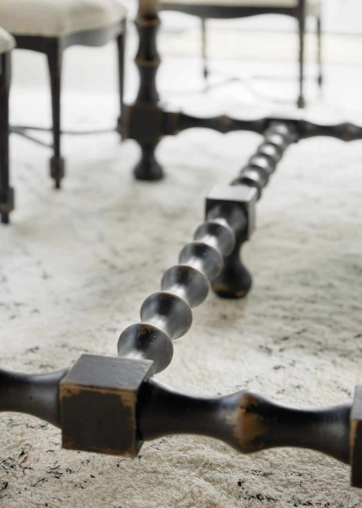 American Home Furniture Hooker Furniture Ciao Bella 84in Trestle Table with 2-18in Leaves-Flaky White/Black