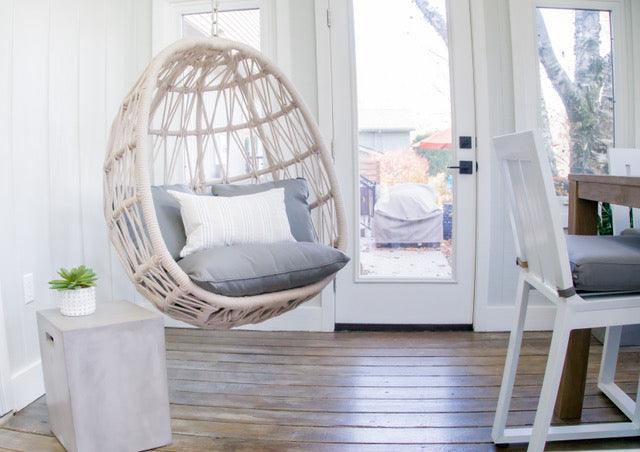 Dana Rope Hanging Club Chair in Linen Canvas w/ Self Welt - AmericanHomeFurniture