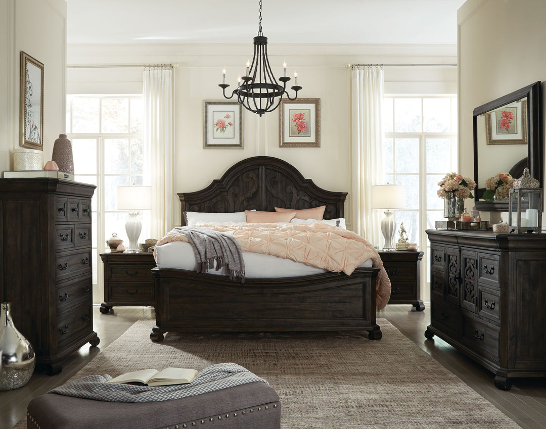 Bellamy Peppercorn California King Shaped Panel Bed - B2491-75