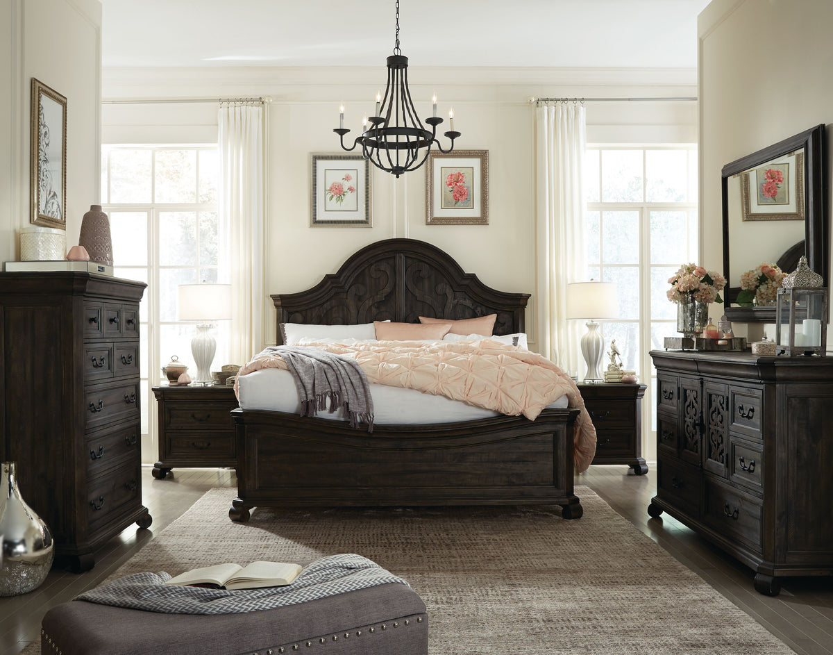 Bellamy Peppercorn California King Shaped Panel Bed - B2491-75