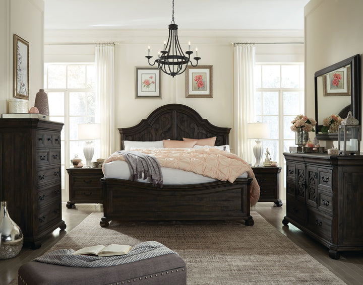 Bellamy Peppercorn King Shaped Panel Bed - B2491-65