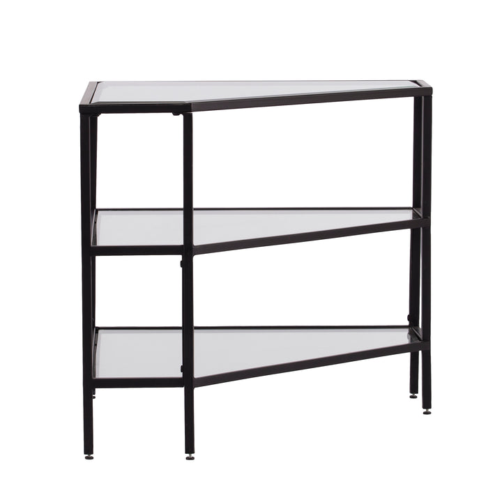 American Home Furniture | SEI Furniture - Niles Metal/Glass Corner TV Stand - Black