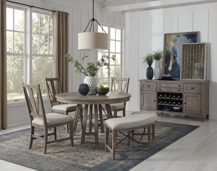Paxton Place Dovetail Grey Upholstered Curved Bench - D4805-67