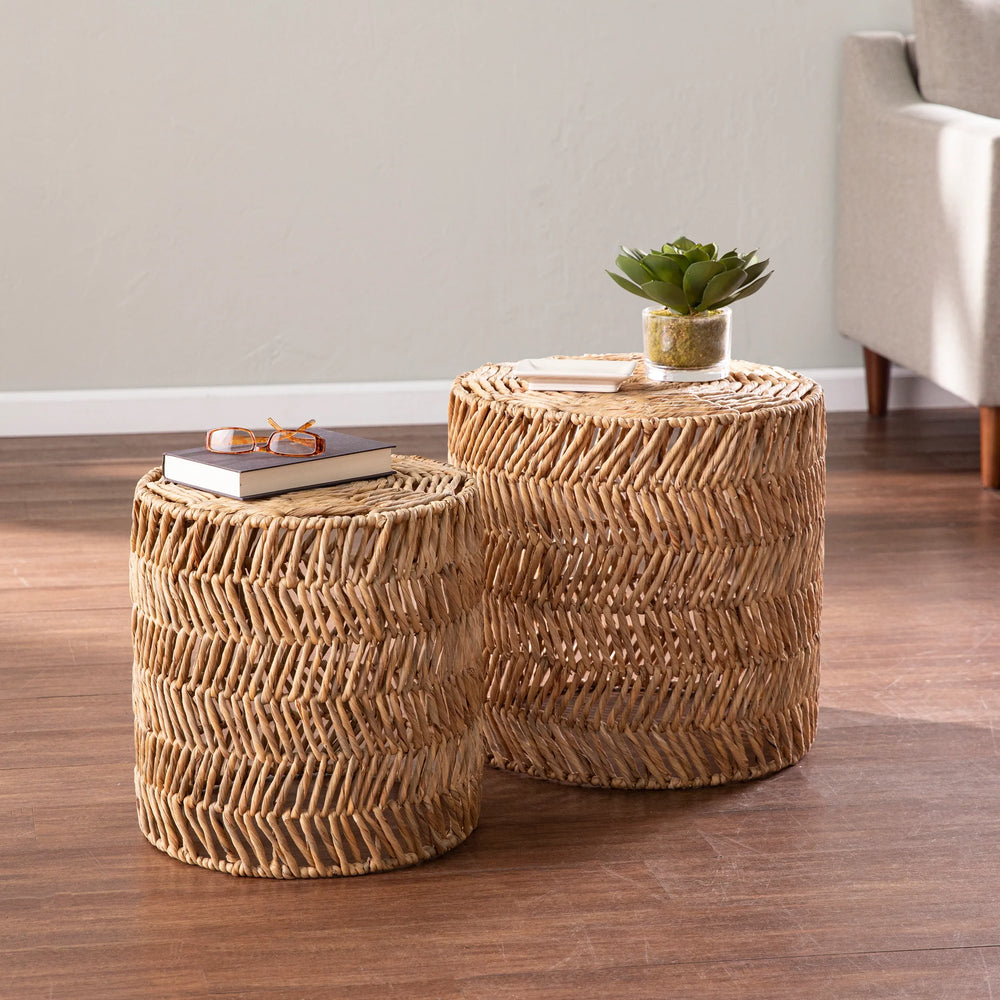 Davari Water Hyacinth Nesting Tables – 2pc Set - AmericanHomeFurniture
