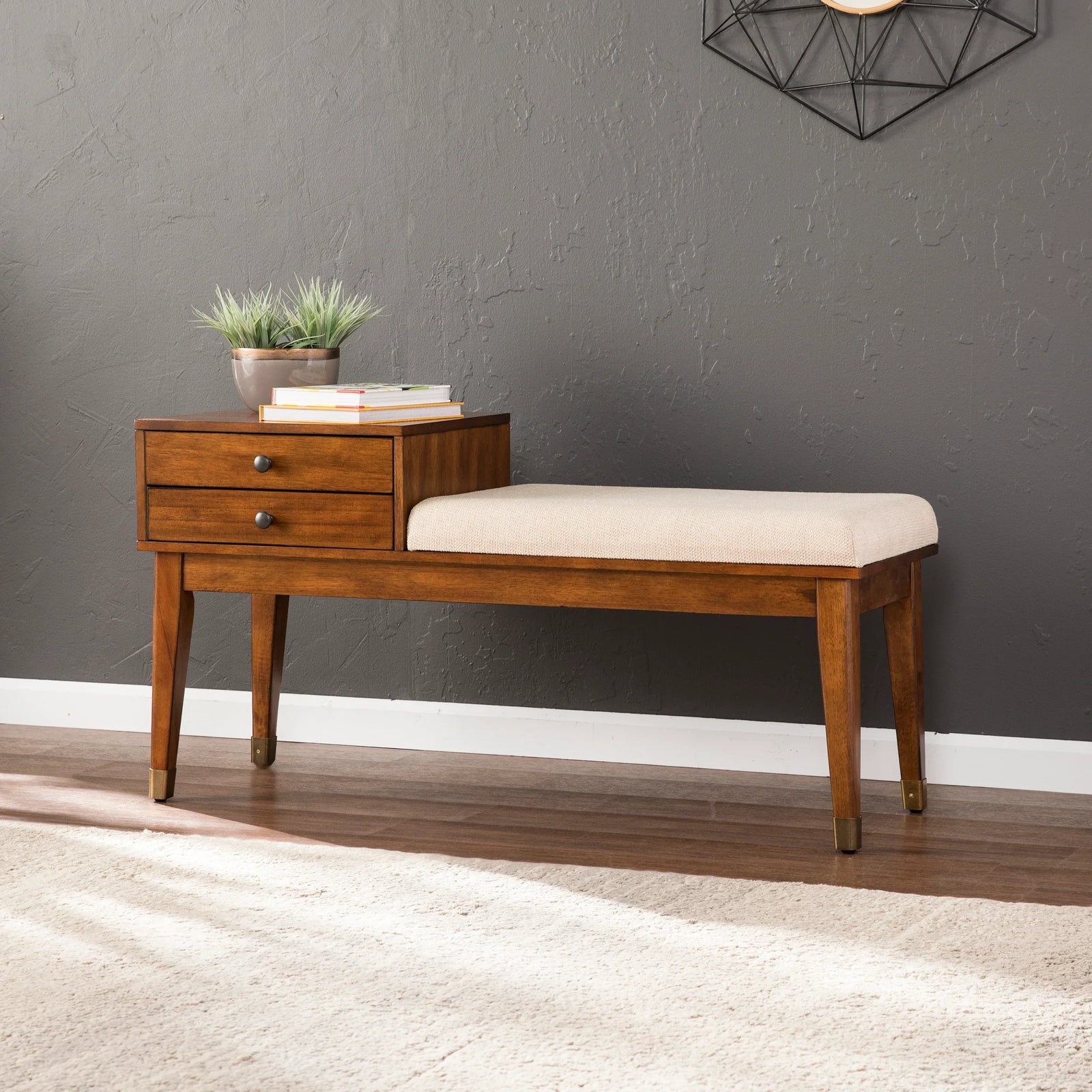 SEI Furniture Rhoda Upholstered Bench with Storage BENCHES