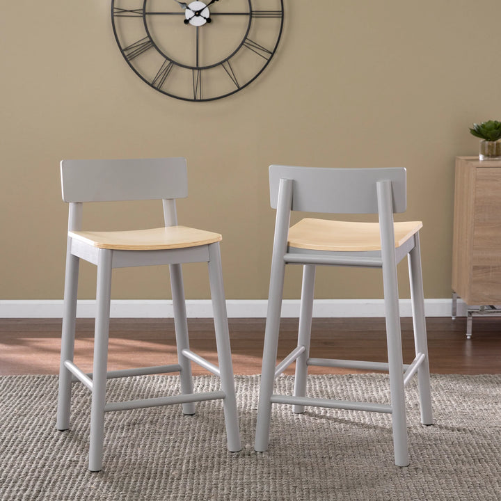 Claxby Two-Tone Counter Stools – 2pc Set - AmericanHomeFurniture