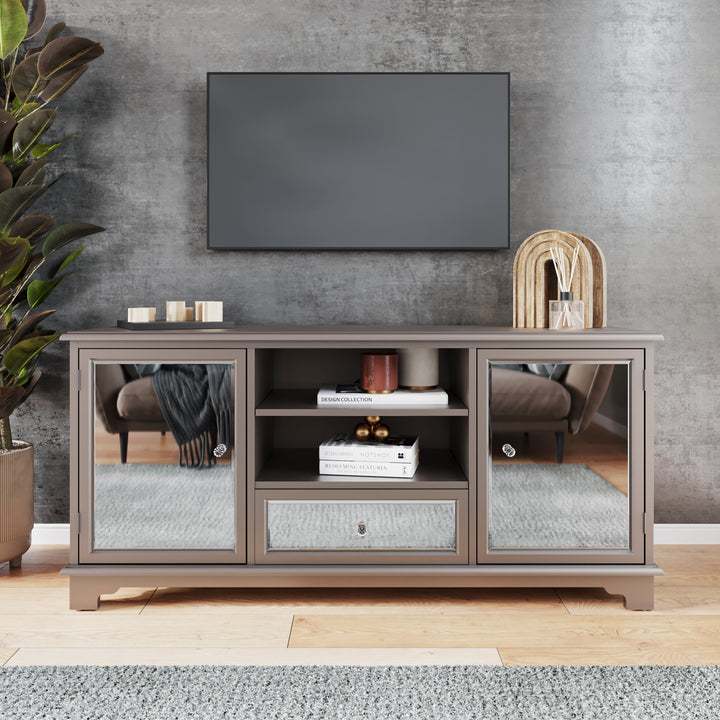 American Home Furniture | SEI Furniture - Mirage Mirrored TV Stand