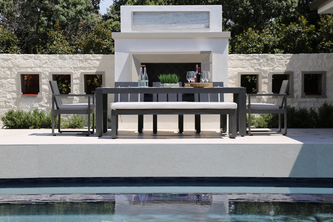 Redondo Dining Bench in Canvas Skyline, No Welt