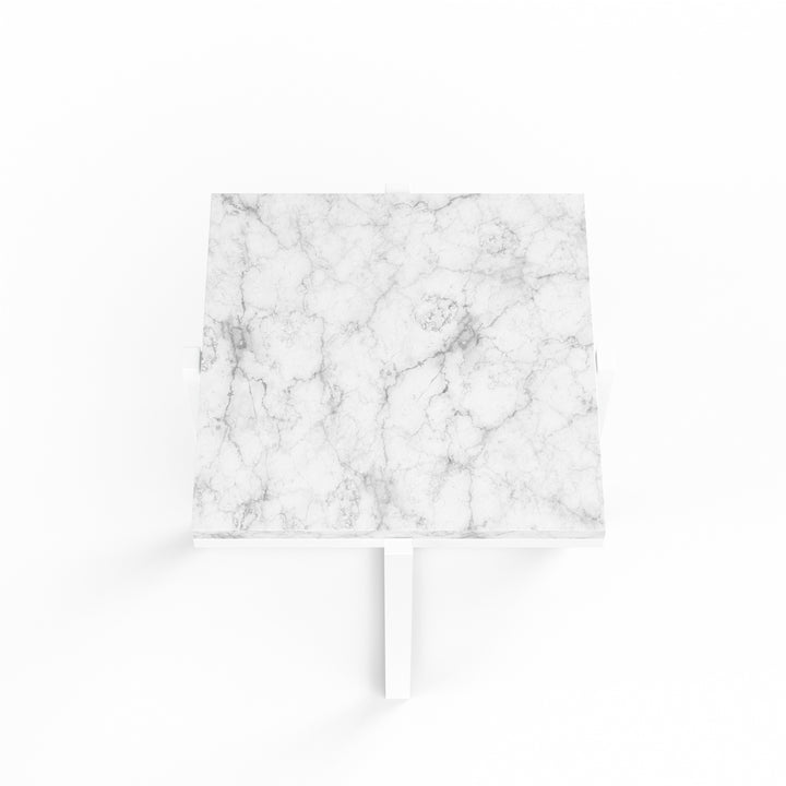 American Home Furniture | Sunset West - Square End Table, Frost Finish with Carrara Marble Top