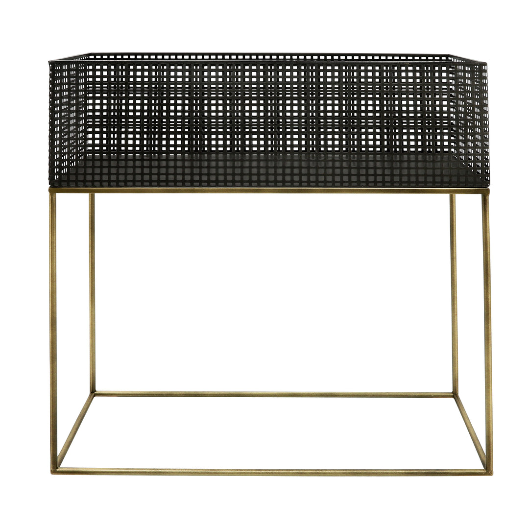 Metal, S/2 20/24" Square Planters, Black/gold