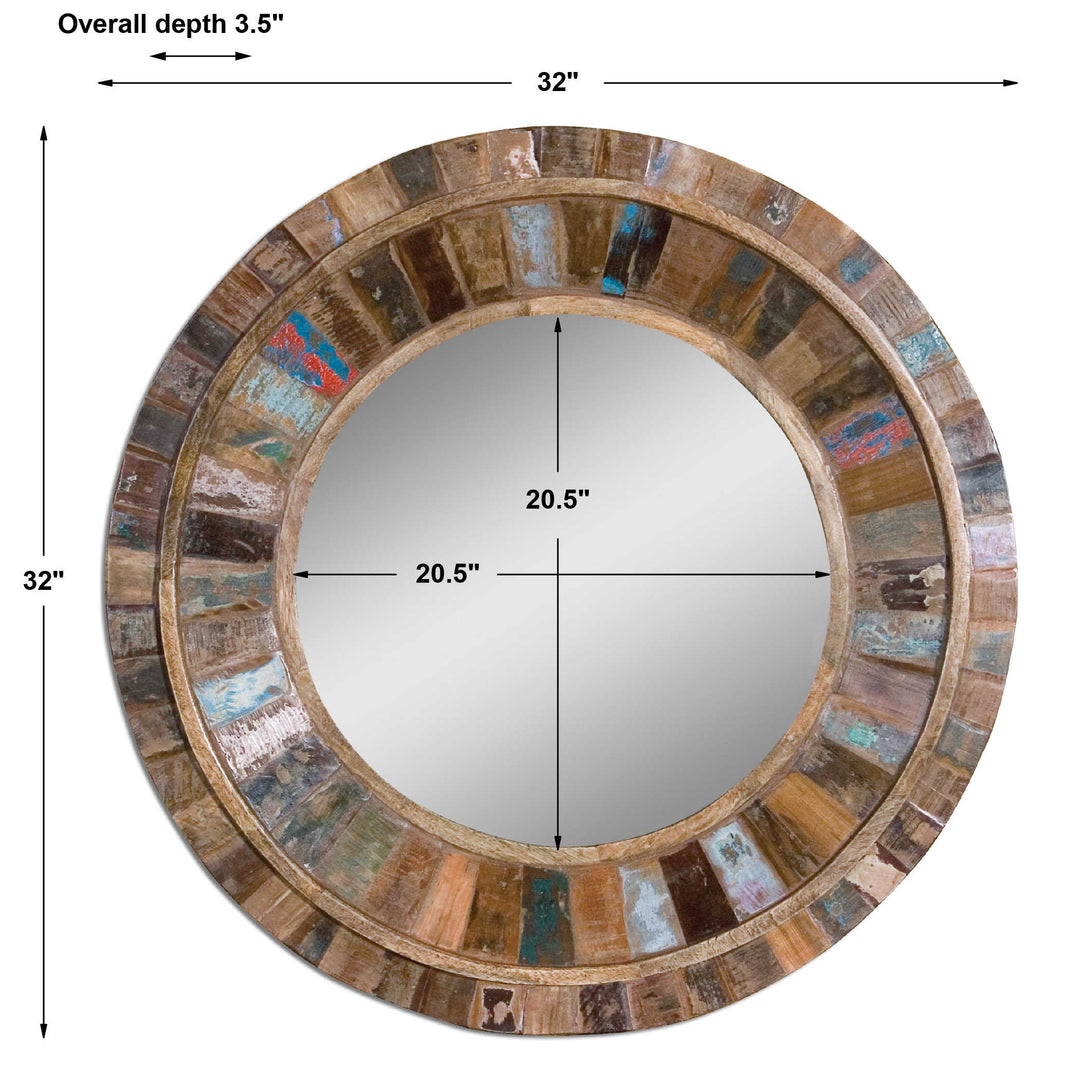 JEREMIAH ROUND WOOD MIRROR - AmericanHomeFurniture