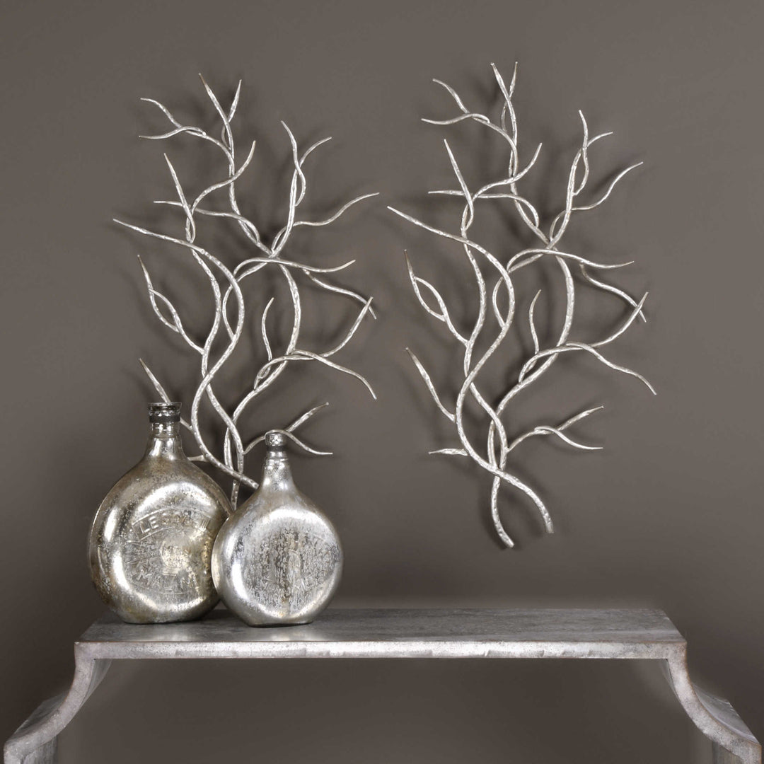 SILVER BRANCHES WALL ART SET OF 2 - AmericanHomeFurniture