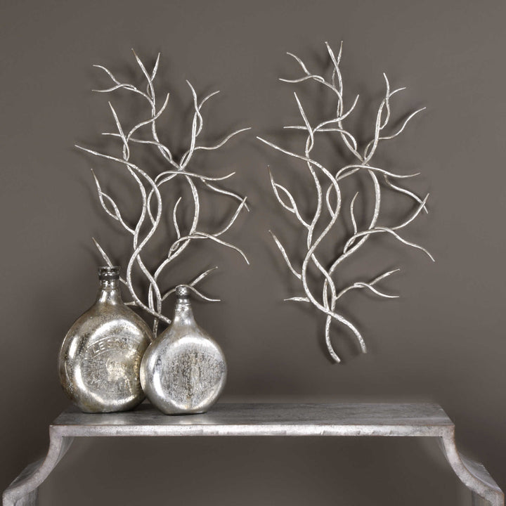 SILVER BRANCHES WALL ART SET OF 2 - AmericanHomeFurniture