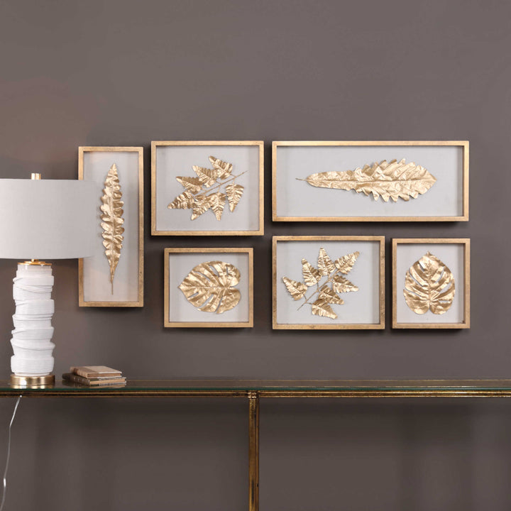 Golden Leaves Shadow Box Set/6 - AmericanHomeFurniture