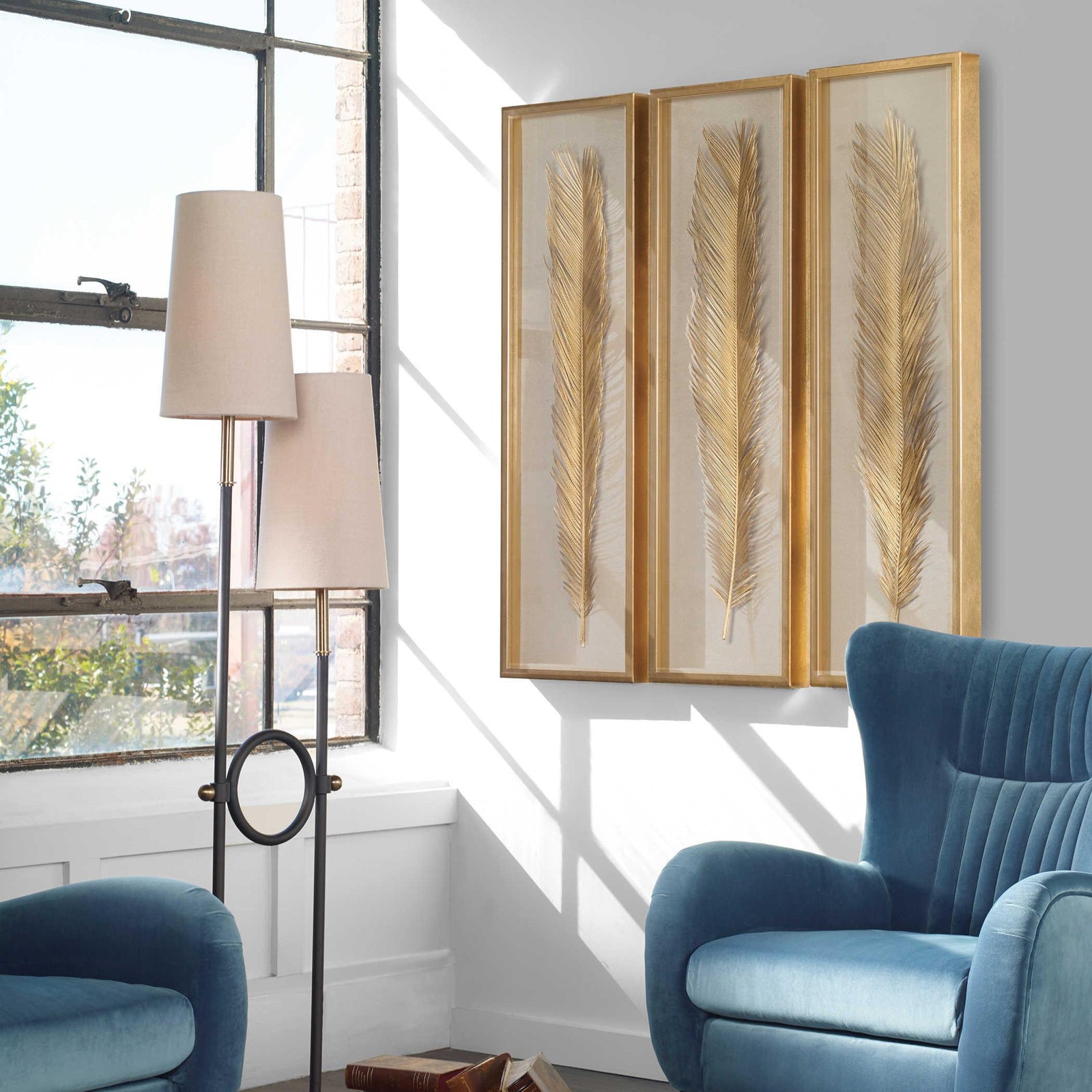 Uttermost Palma Gold Leaf Shadow Box Set/3 WALL ART