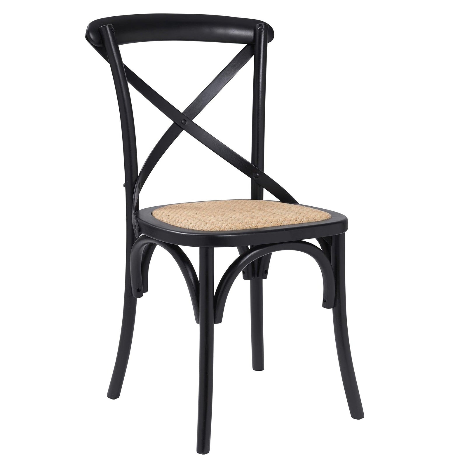 Euro Style Neyo Side Chair in Black with Natural Rattan Seat - Set of 2 DINING CHAIRS