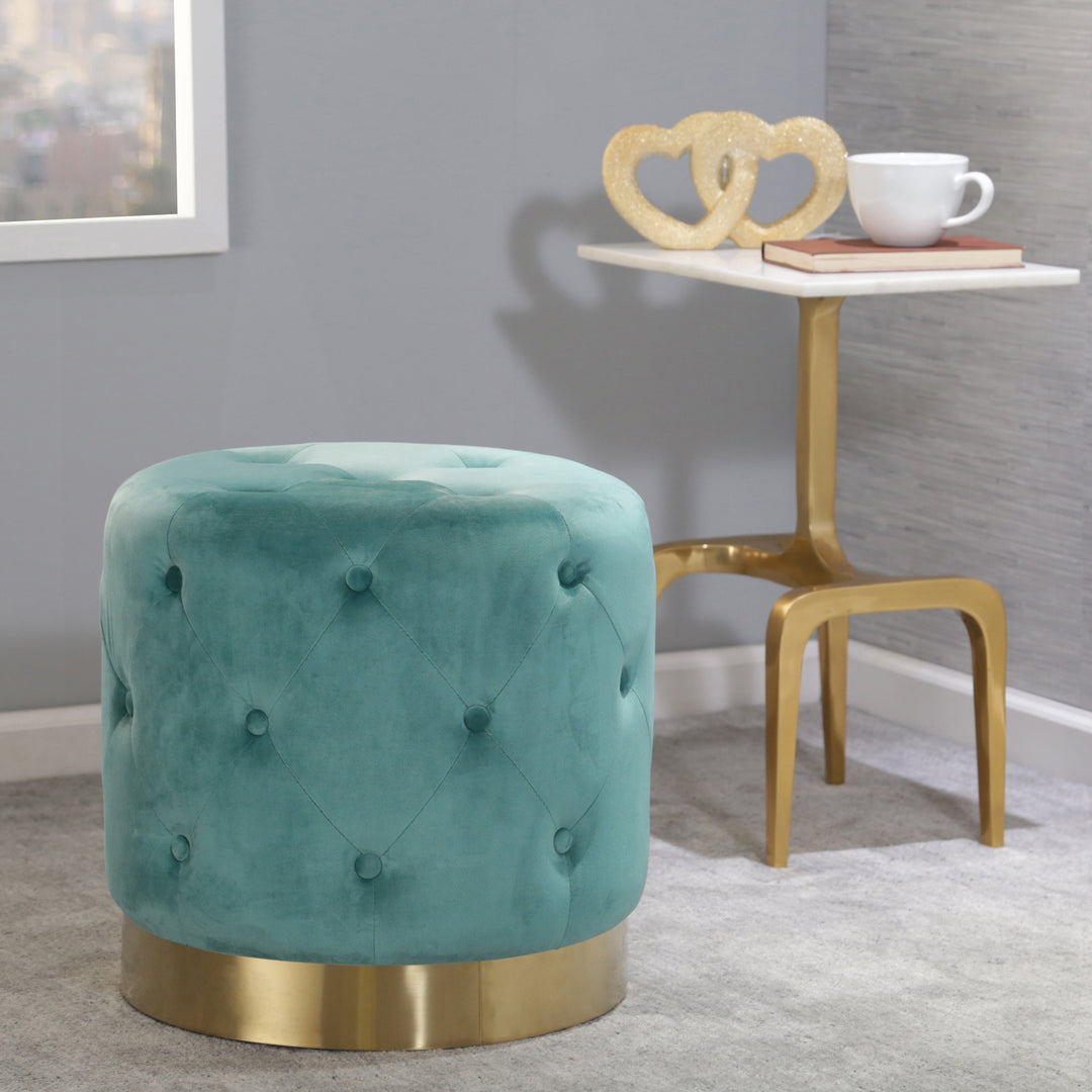 Tufted 18" Ottoman, Teal