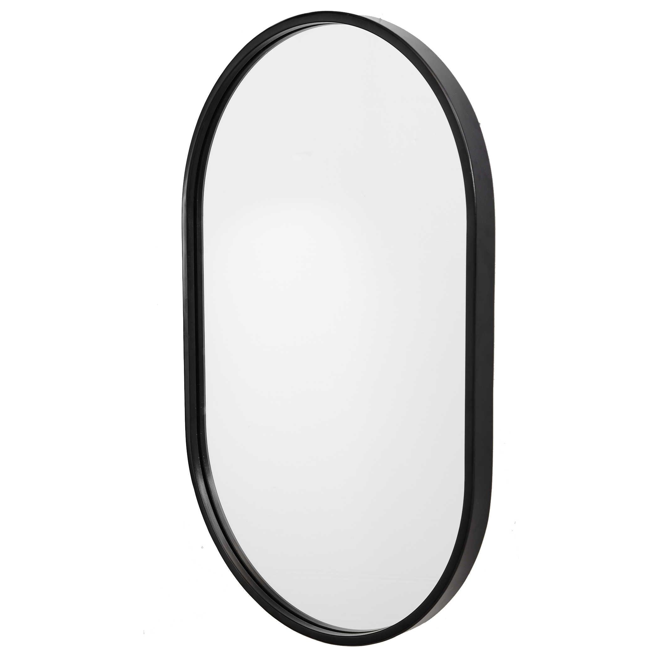 Varina Minimalist Black Oval Mirror