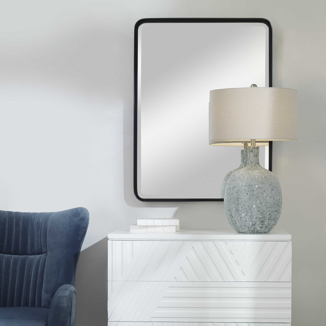 CROFTON BLACK LARGE MIRROR - AmericanHomeFurniture