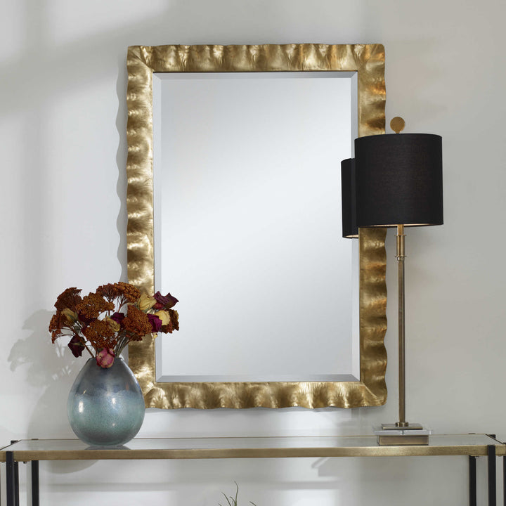 HAYA SCALLOPED GOLD MIRROR - AmericanHomeFurniture