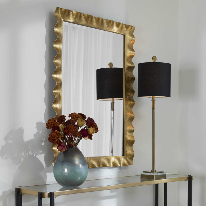 HAYA SCALLOPED GOLD MIRROR - AmericanHomeFurniture