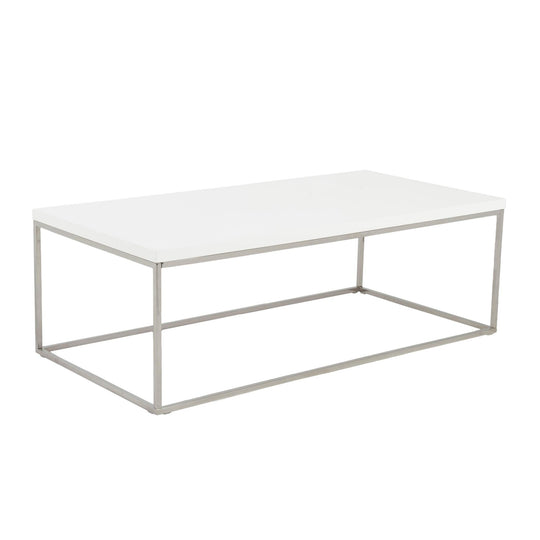 Euro Style Teresa Rectangle Coffee Table with Polished Stainless Steel Base COFFEE TABLES