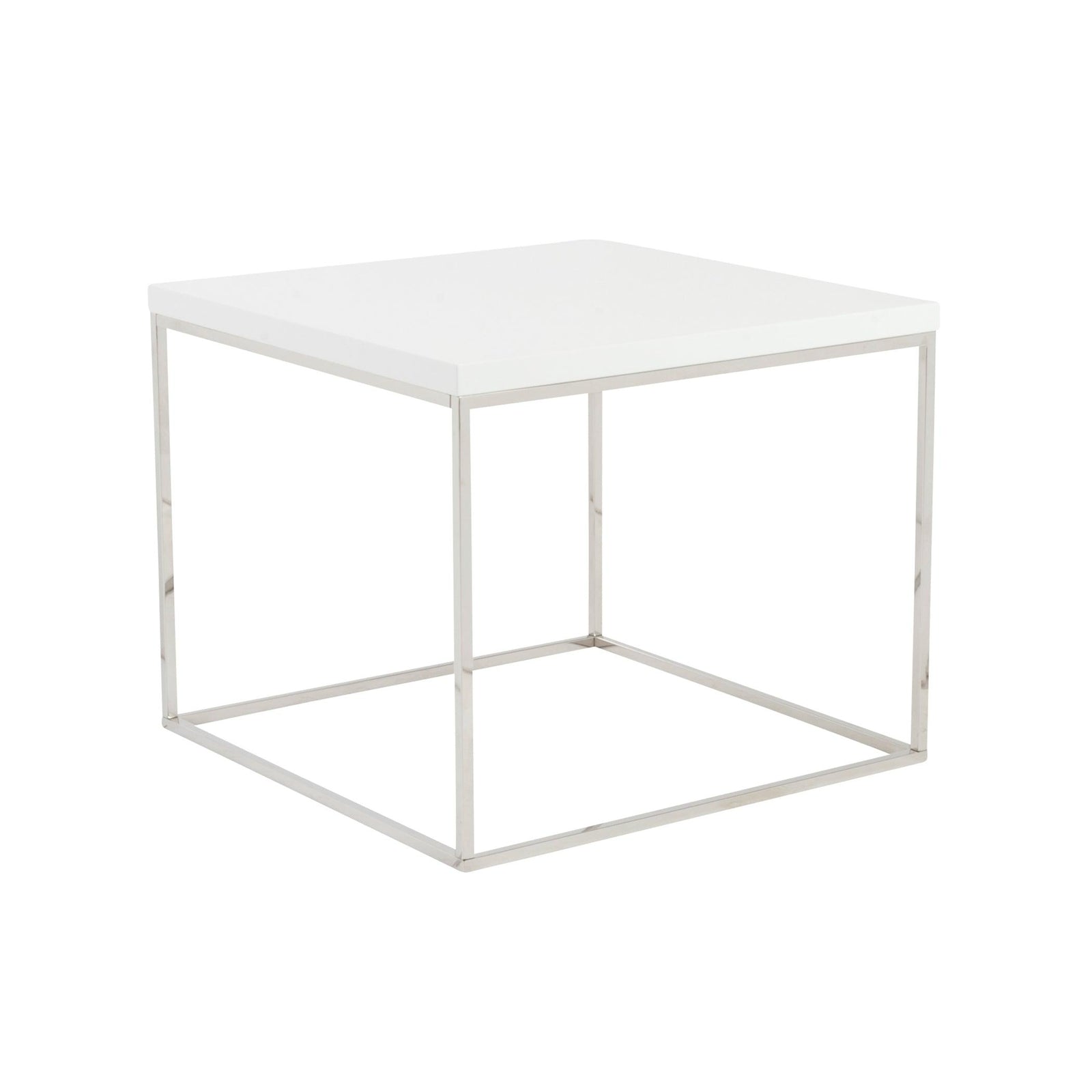 Euro Style Teresa Square Side Table with Polished Stainless Steel Base ACCENT TABLES