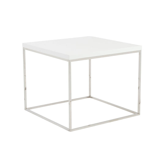 Euro Style Teresa Square Side Table with Polished Stainless Steel Base ACCENT TABLES