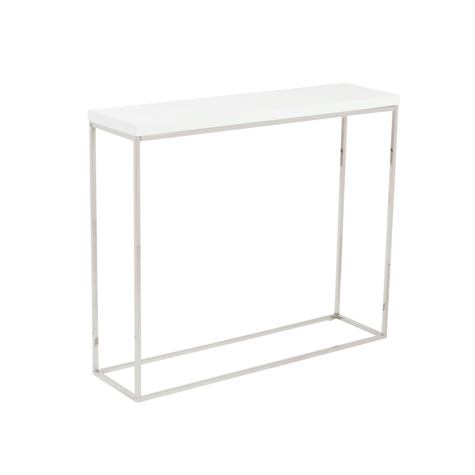 Euro Style Teresa Console Table Lacquer with Polished Stainless Steel Frame CONSOLE TABLES