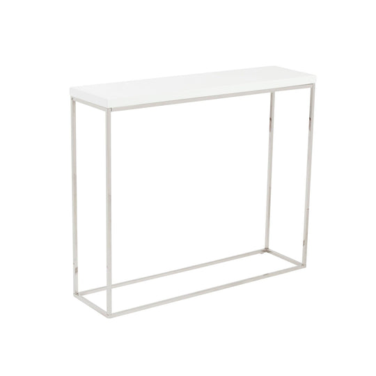 Euro Style Teresa Console Table Lacquer with Polished Stainless Steel Frame CONSOLE TABLES