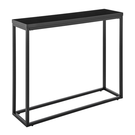 Euro Style TERESA CONSOLE TABLE IN HIGH GLOSS BLACK WITH MATTE BLACK BASE CONSOLE TABLES