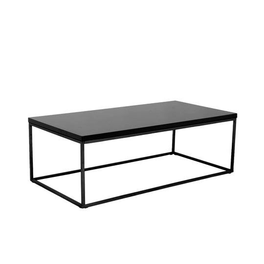 Euro Style TERESA RECTANGLE COFFEE TABLE IN HIGH GLOSS BLACK WITH MATTE BLACK BASE COFFEE TABLES