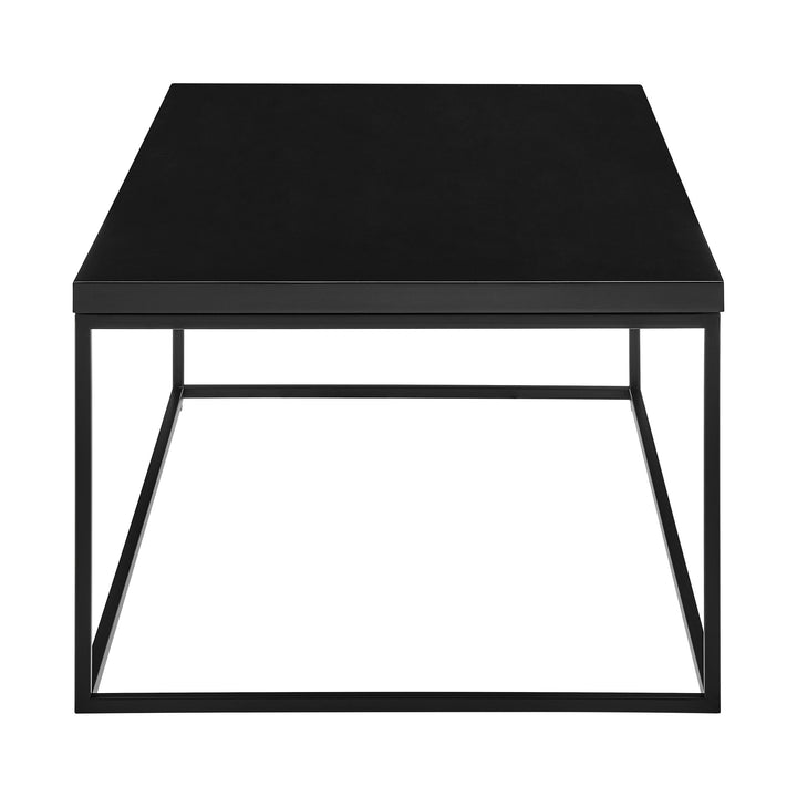 TERESA RECTANGLE COFFEE TABLE IN HIGH GLOSS BLACK WITH MATTE BLACK BASE - AmericanHomeFurniture