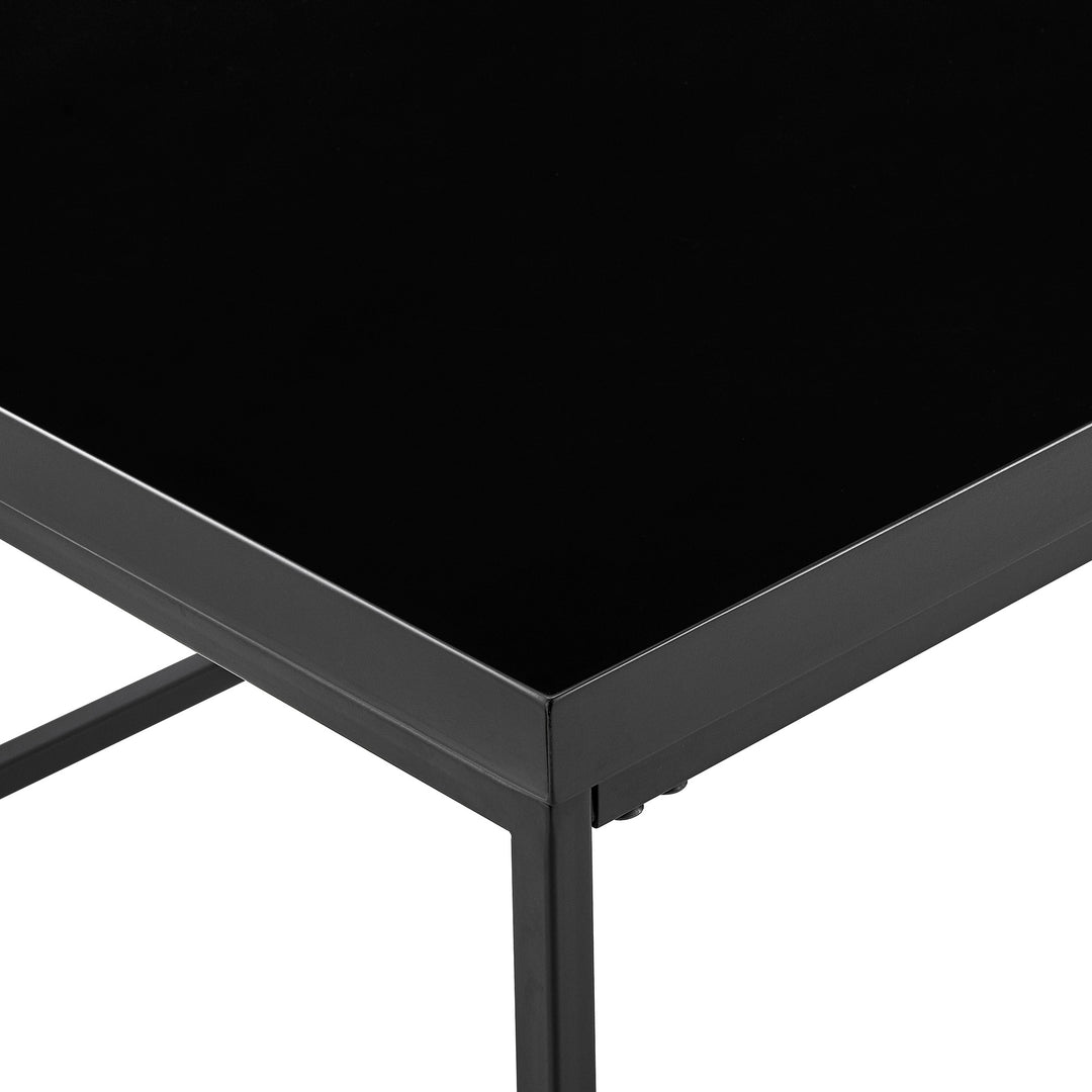 TERESA RECTANGLE COFFEE TABLE IN HIGH GLOSS BLACK WITH MATTE BLACK BASE - AmericanHomeFurniture