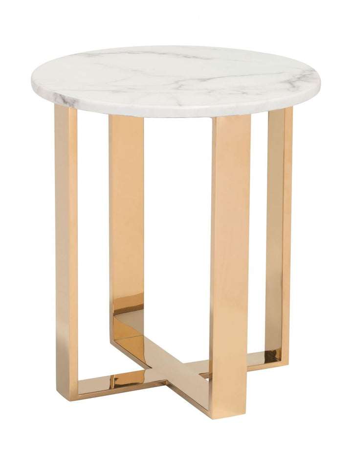 Atlas End Table White & Gold