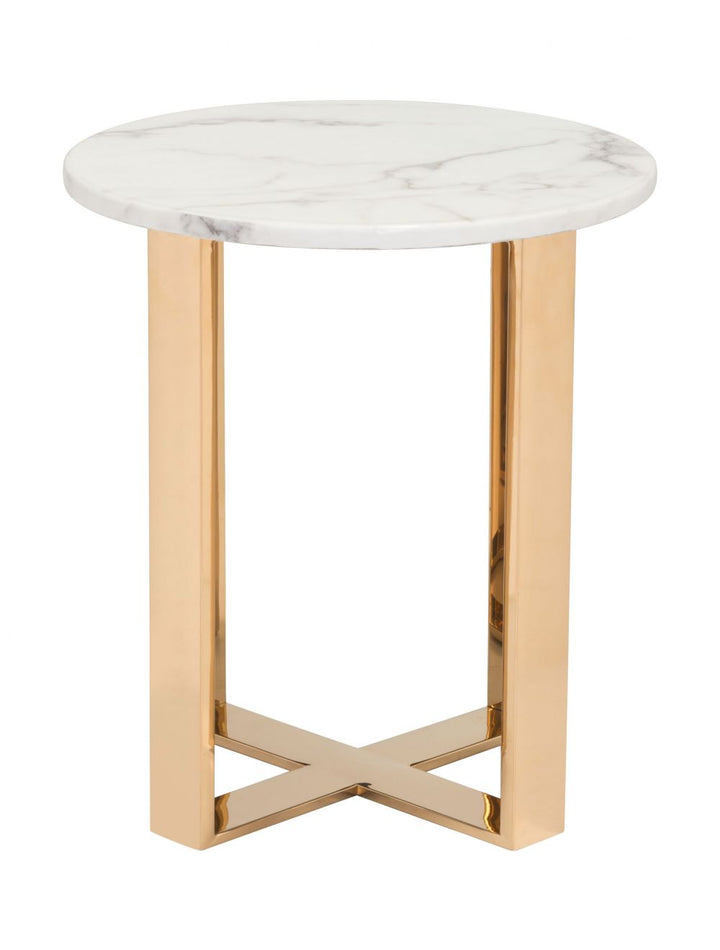 Atlas End Table White & Gold