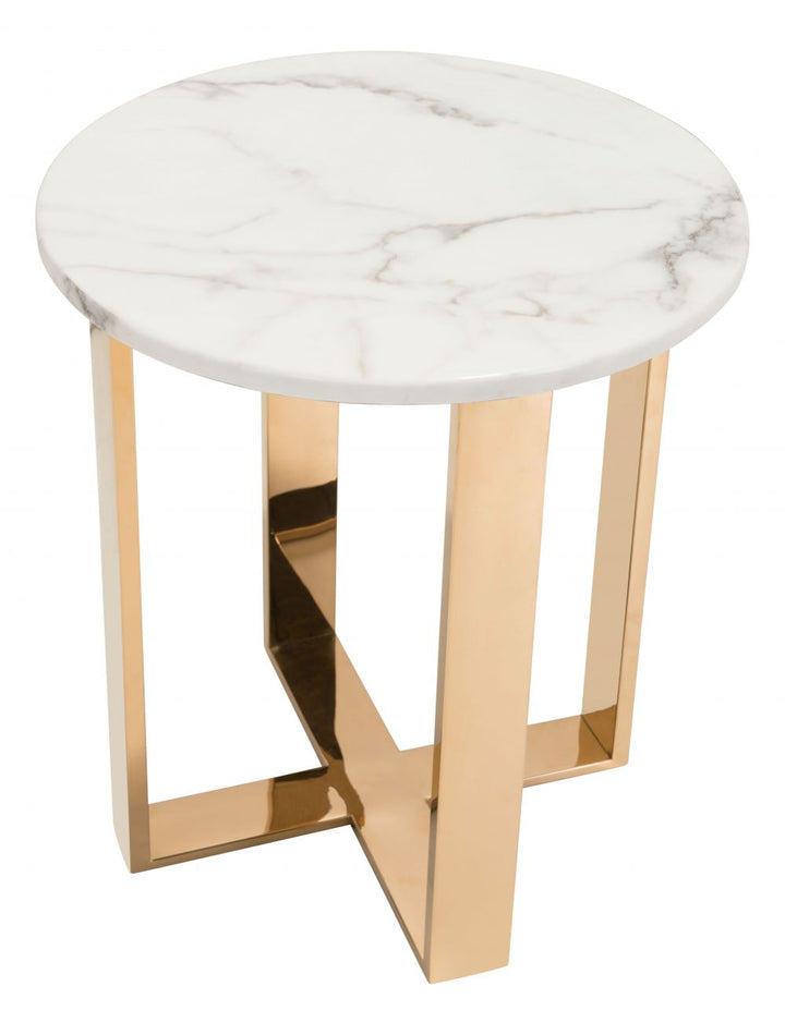 Atlas End Table White & Gold