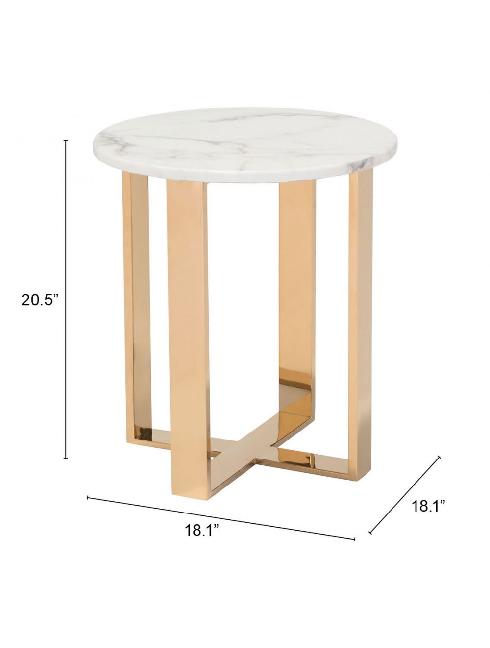 Atlas End Table White & Gold