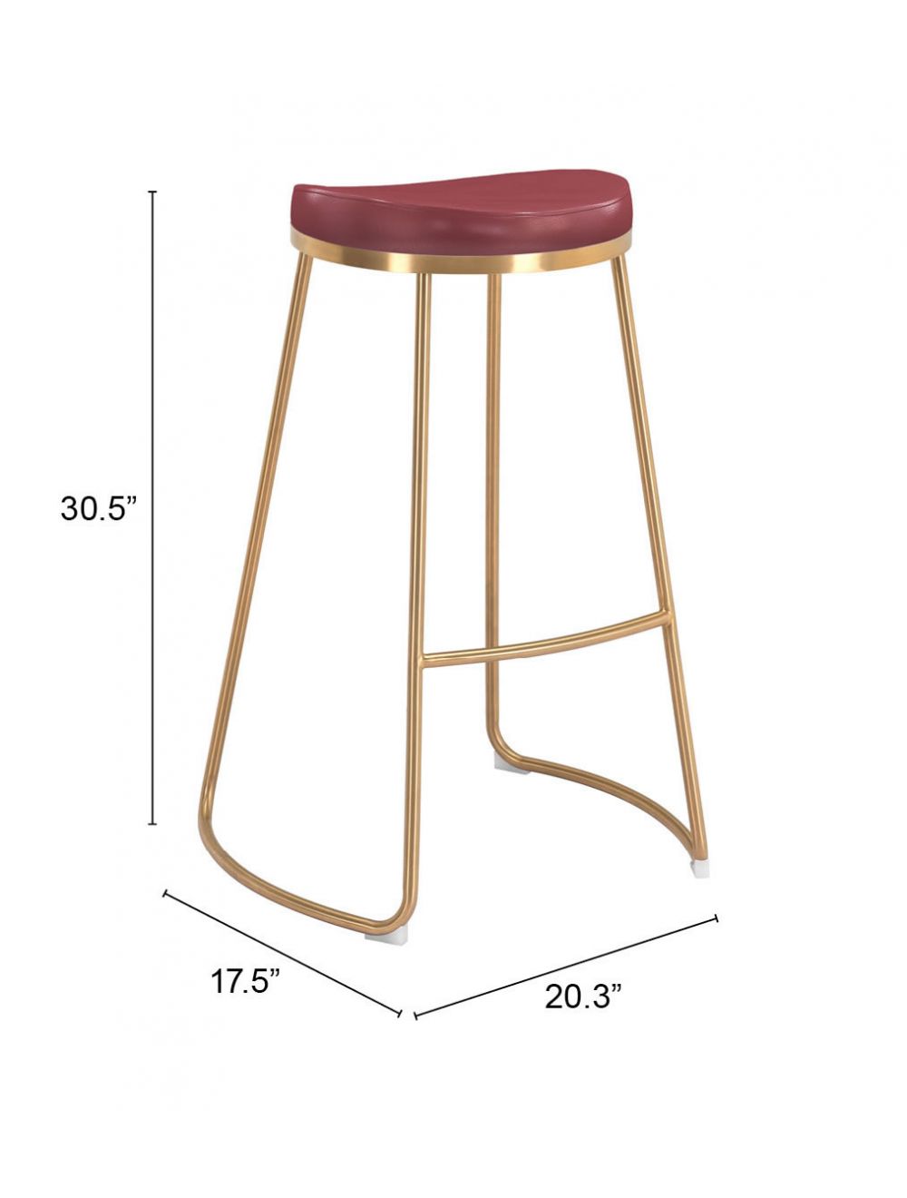 Bree Barstool (Set of 2) Burgundy & Gold