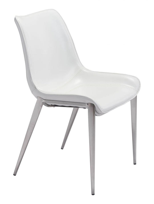 Zuo Magnus Dining Chair (Set of 2) White & Silver DINING CHAIRS