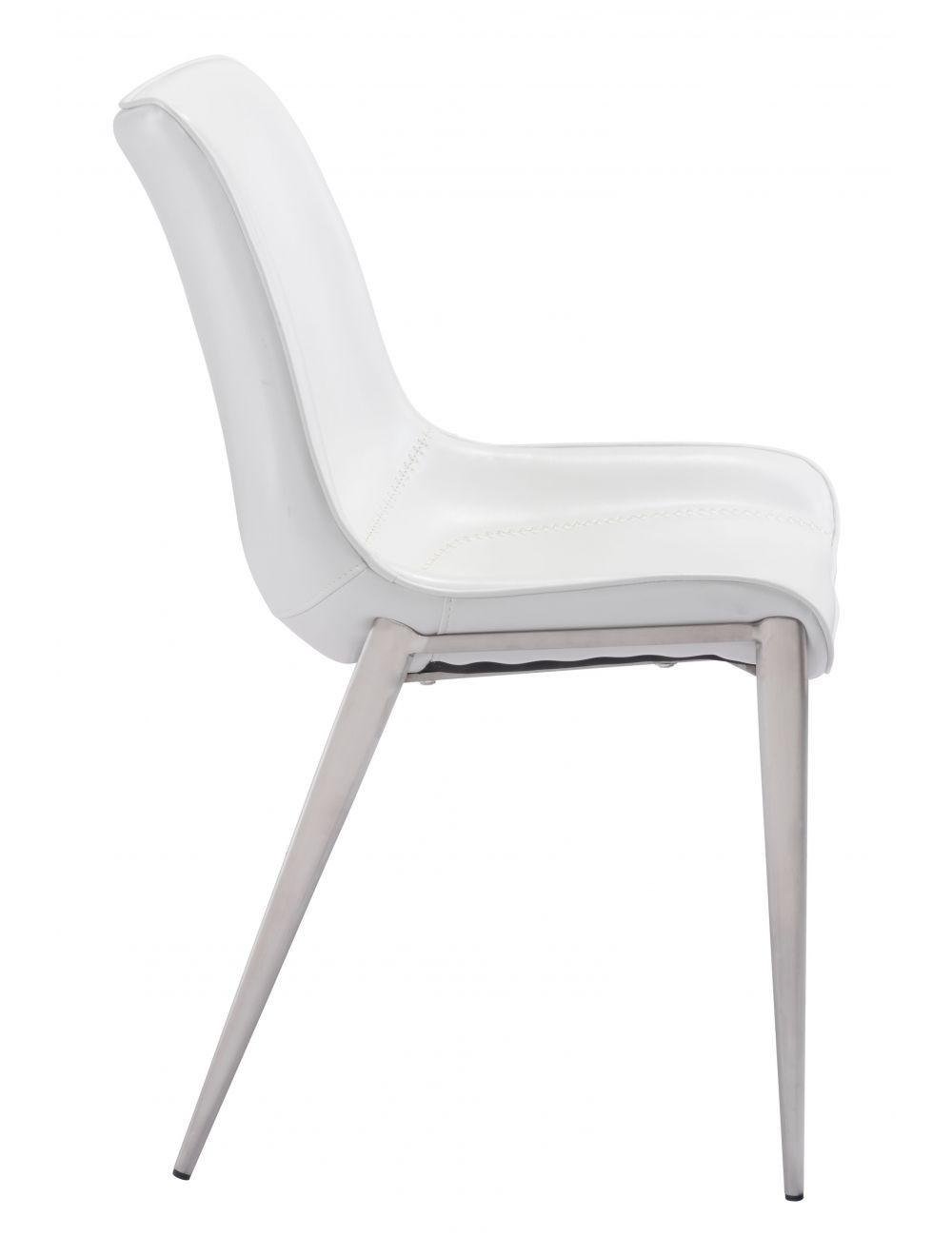 Zuo Magnus Dining Chair (Set of 2) White & Silver DINING CHAIRS