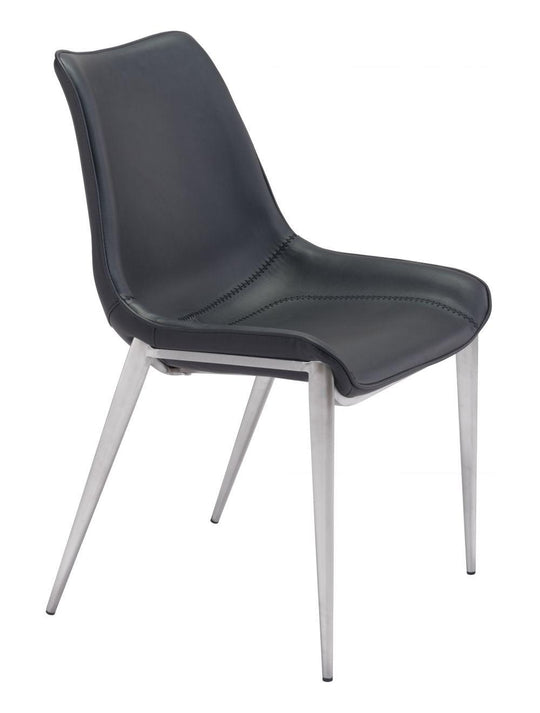Zuo Magnus Dining Chair (Set of 2) Black & Silver DINING CHAIRS
