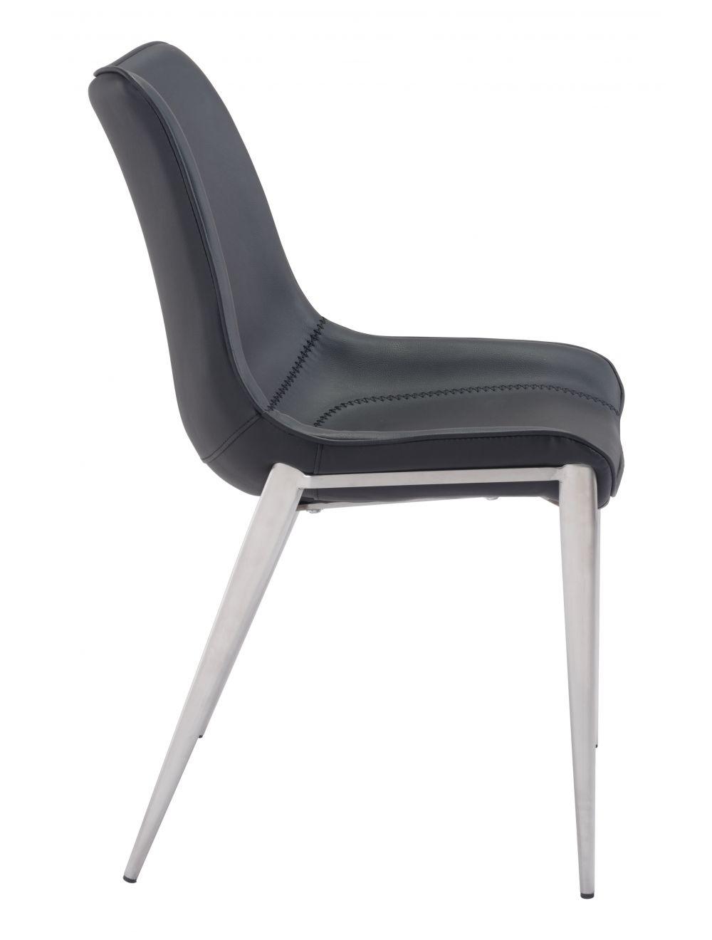 Zuo Magnus Dining Chair (Set of 2) Black & Silver DINING CHAIRS