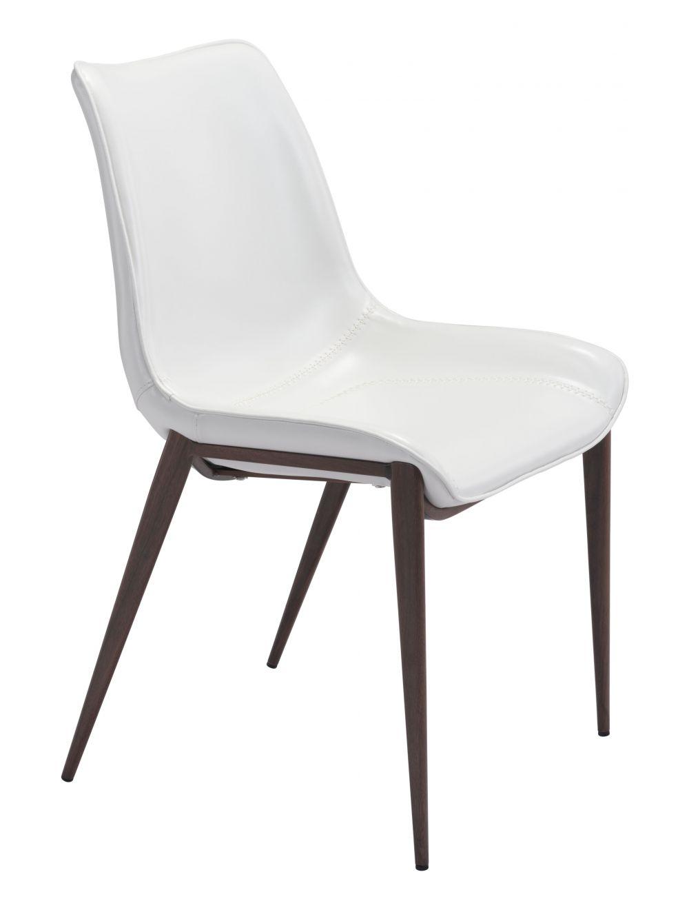 Zuo Magnus Dining Chair (Set of 2) White & Walnut DINING CHAIRS