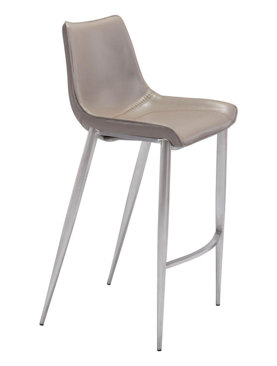 Zuo Magnus Bar Chair (Set of 2) Gray & Silver BAR STOOLS + COUNTER STOOLS