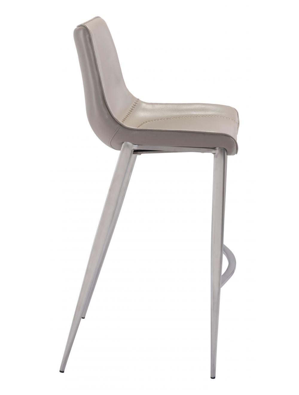 Zuo Magnus Bar Chair (Set of 2) Gray & Silver BAR STOOLS + COUNTER STOOLS