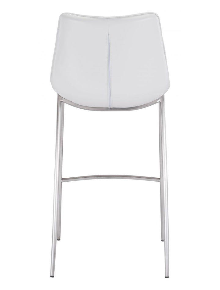 Magnus Bar Chair (Set of 2) White & Silver